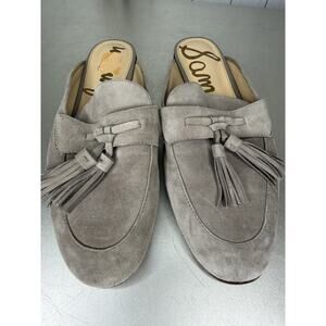 Sam Edelman Paris Mule With Tassel Putty Gray Suede Leather Size 6